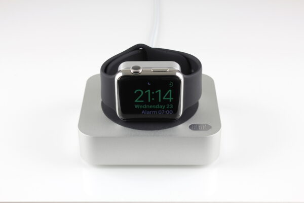 bloK Silver Night Stand Mode 4 Front View (with watch)